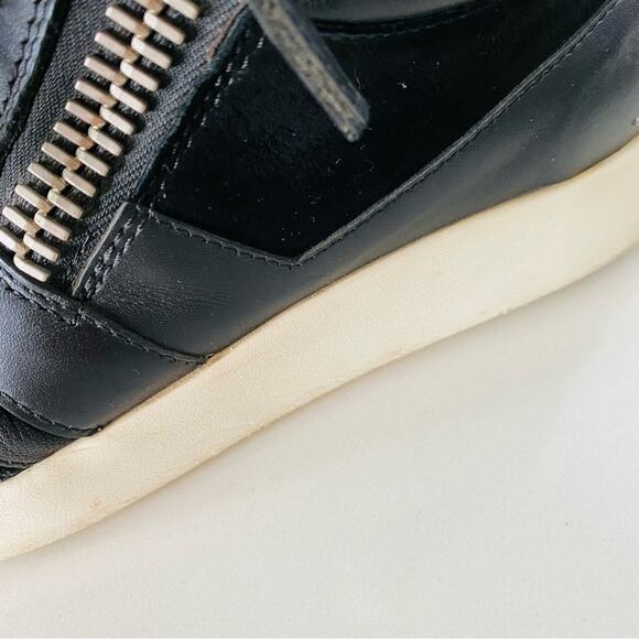 GIUSEPPE ZANOTTI Black White Leather Fabric Zipper Zip Lace Up Sneakers Shoes 37 - Picture 11 of 16
